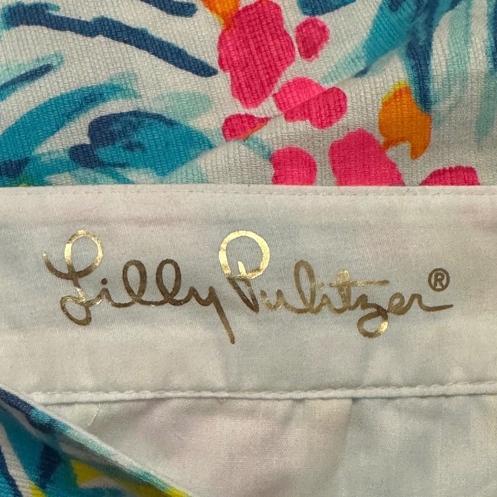 Lilly Pulitzer The Callahan Short 5 Inch Inseam Blue Pink Tropical Floral 10 - Picture 4 of 6